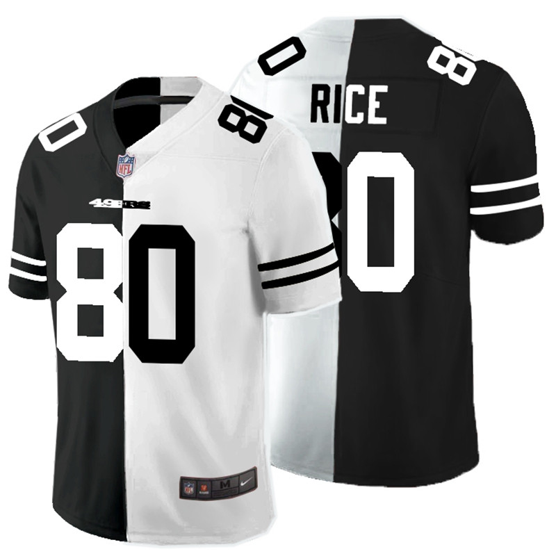 Men's San Francisco 49ers #80 Jerry Rice Black & White Split Limited Stitched Jersey